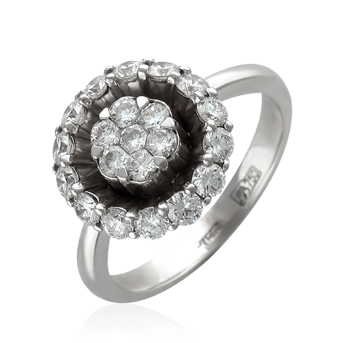 Кольцо малинка с бриллиантами из белого золота 750 Кимберли, фото № 1