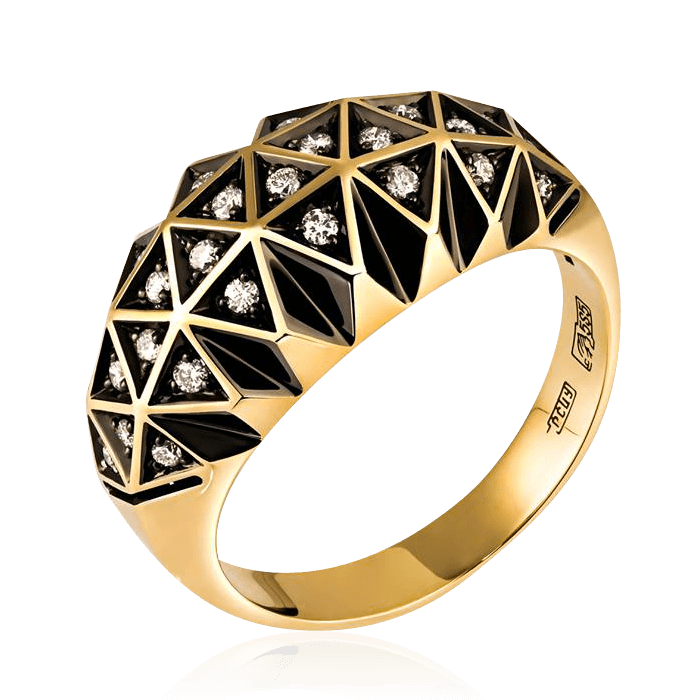 Кольцо с бриллиантами в желтом золоте (арт. 35889)