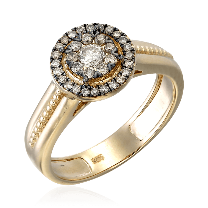 Кольцо с бриллиантами из желтого золота 585 (арт. 76119)