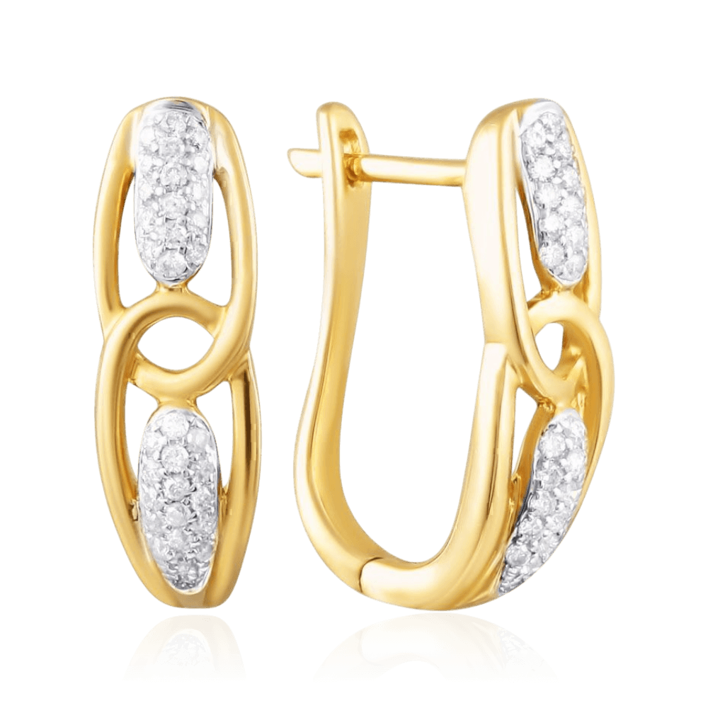 Серьги с бриллиантами из желтого золота 585 пробы (арт. 133736)