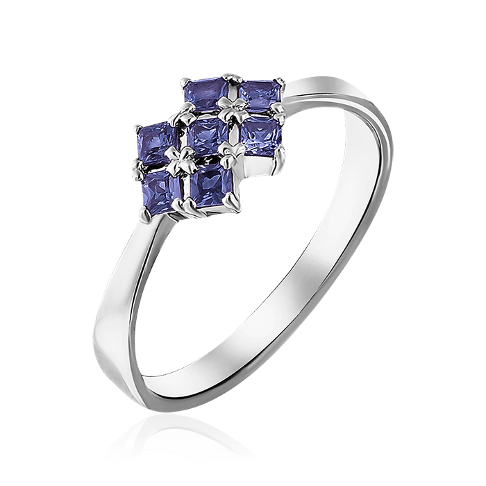 Кольцо с сапфиром из белого золота 585 пробы, фото № 1