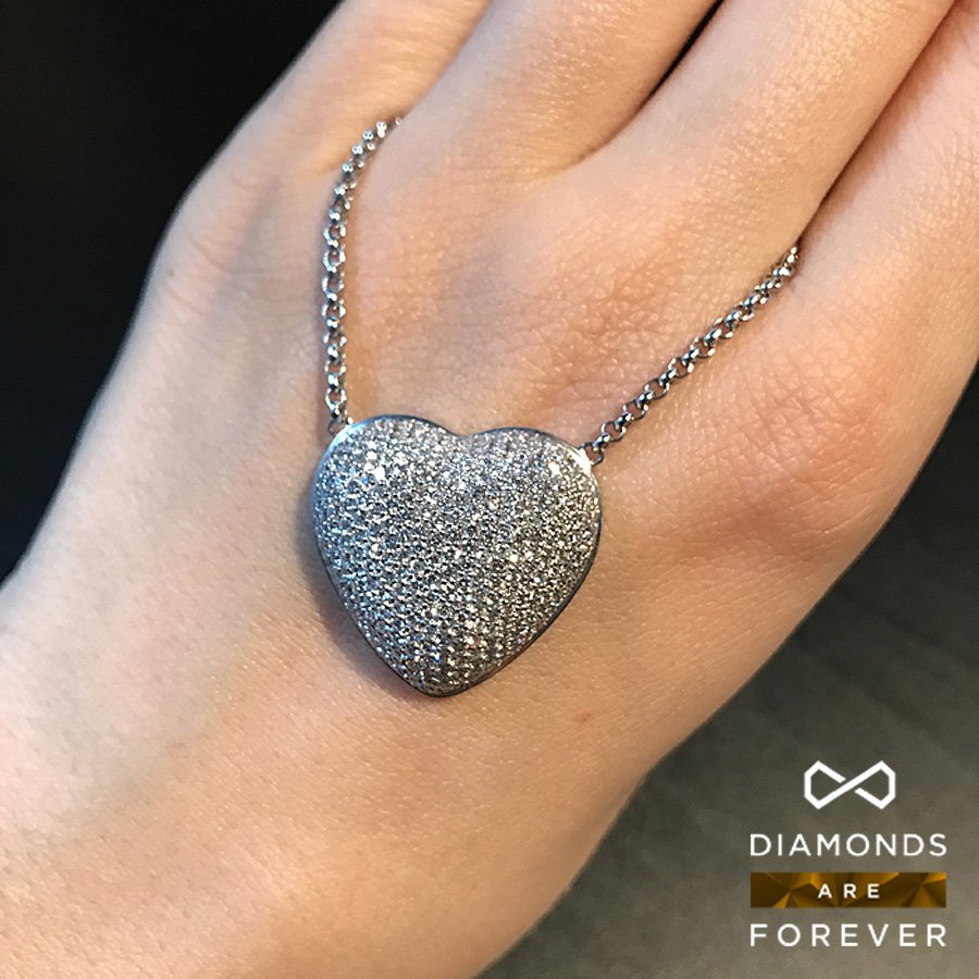 Колье Сердце с бриллиантами из белого золота 750 пробы из коллекции Love (Bergio), фото № 2