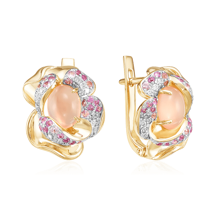 

Серьги с сапфиром, бриллиантами, агатом из красного золота 585 пробы