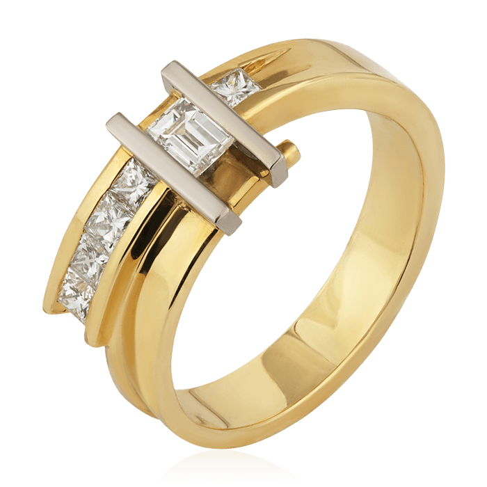 Кольцо с бриллиантами из желтого золота 750 (арт. 75611)