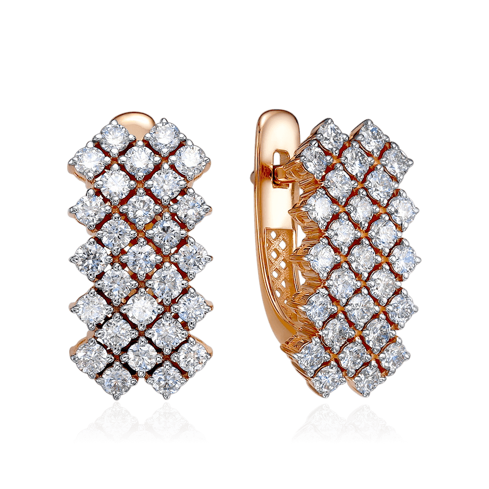 Серьги с бриллиантами из красного золота 585 пробы (арт. 131228)