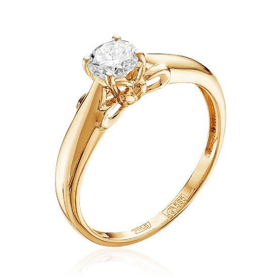 Кольцо с бриллиантами из желтого золота 585, фото № 1