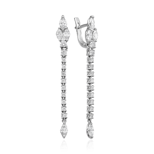 Серьги с бриллиантами из белого золота 585 пробы, фото № 1