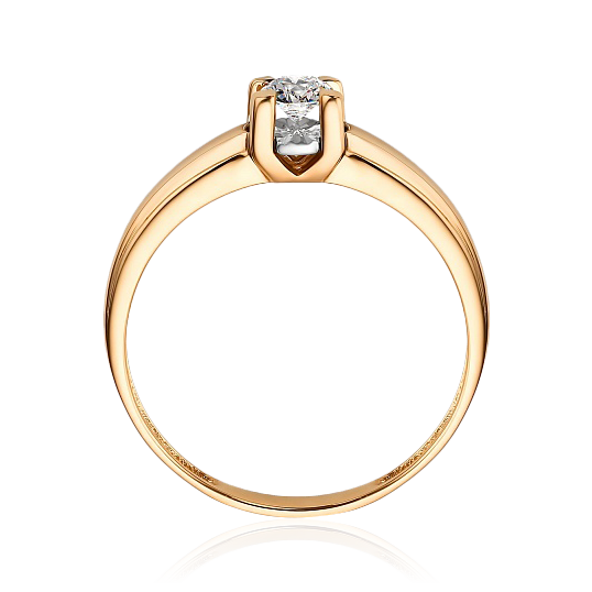 Кольцо с 1 бриллиантом из красного золота 585, фото № 2