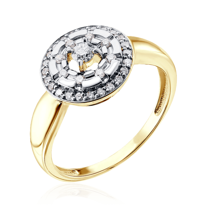 Кольцо с бриллиантами из желтого золота 585 пробы (арт. 92633)