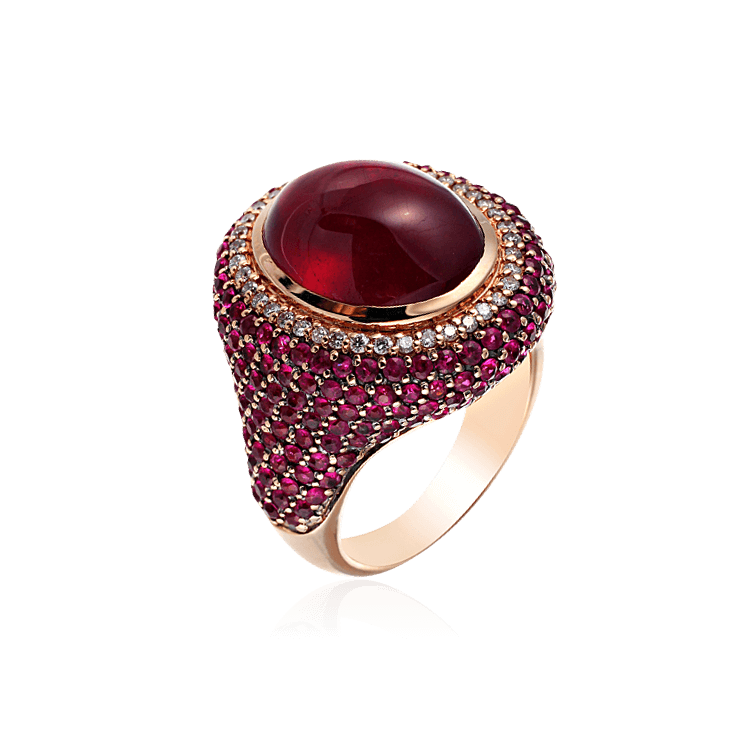 Кольцо с рубином, бриллиантами из красного золота 585 пробы (арт. 40992)