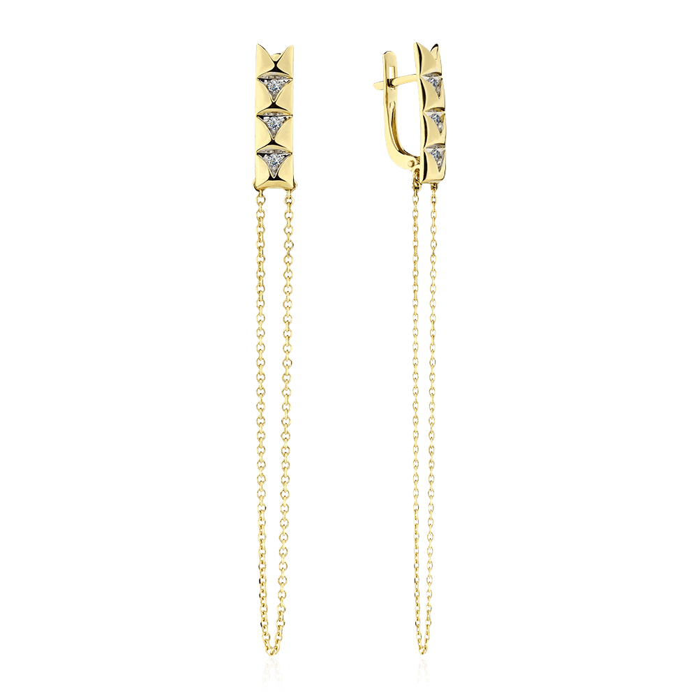 Серьги с бриллиантами из желтого золота 585 пробы (арт. 92145)