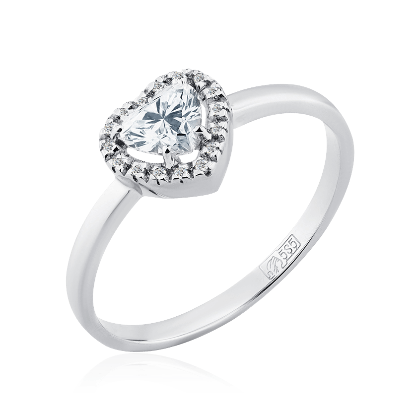 Кольцо Сердце с бриллиантами из белого золота 585, фото № 1