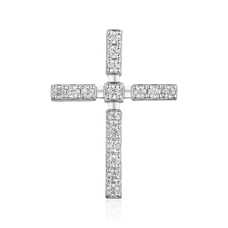 Крест с бриллиантами из белого золота 585 пробы (арт. 93353)