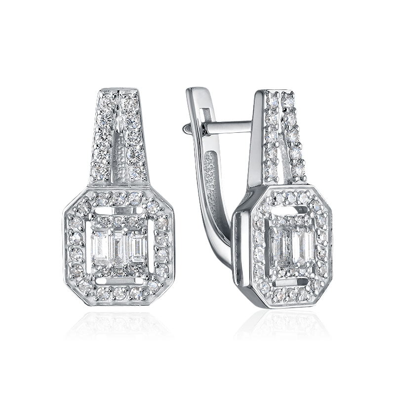 Серьги с бриллиантами из белого золота 585 пробы (арт. 122680)