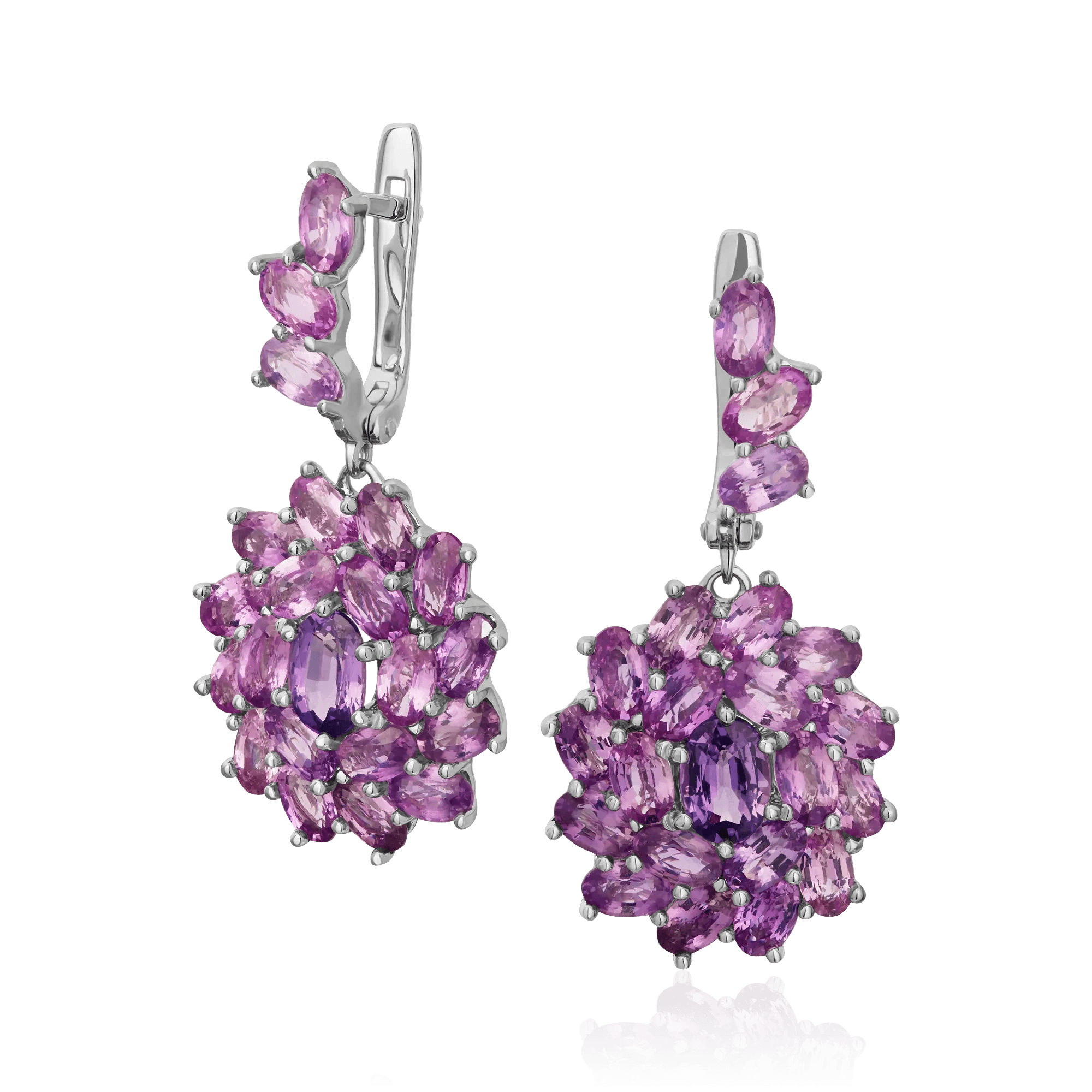Серьги с сапфиром из белого золота 585 пробы (арт. 128331)