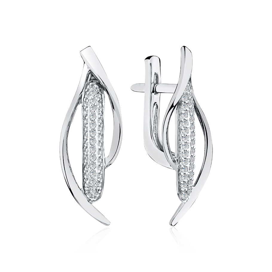 Серьги с бриллиантами из белого золота 585 пробы, фото № 1