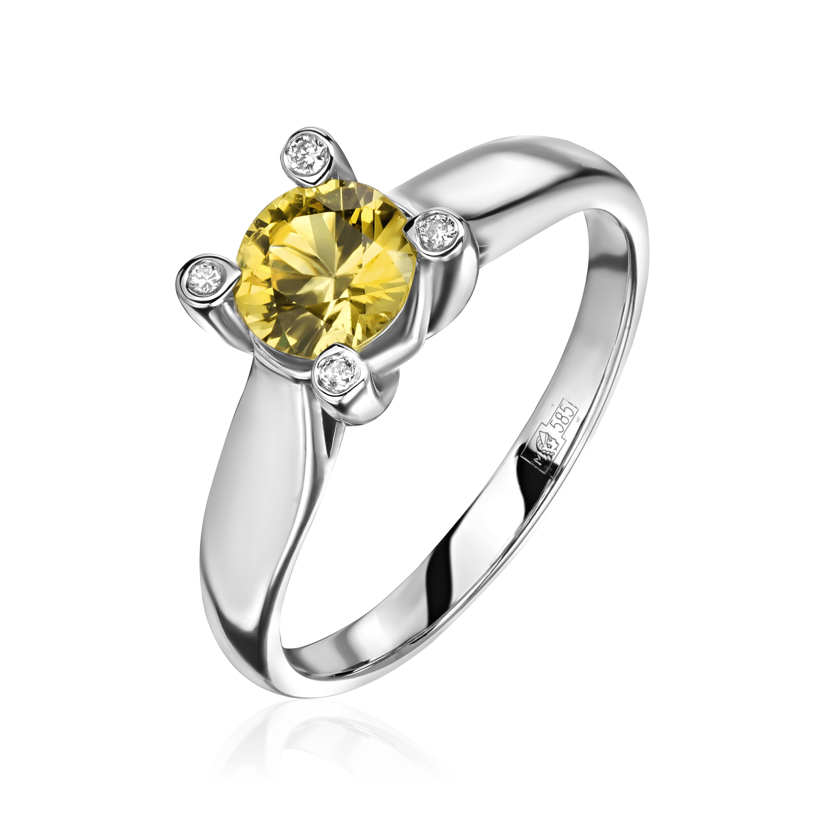 Кольцо с сапфиром, бриллиантами из белого золота 585 пробы (арт. 104289)