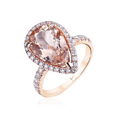 Кольцо с морганитом, бриллиантами из красного золота 750 пробы, фото № 1