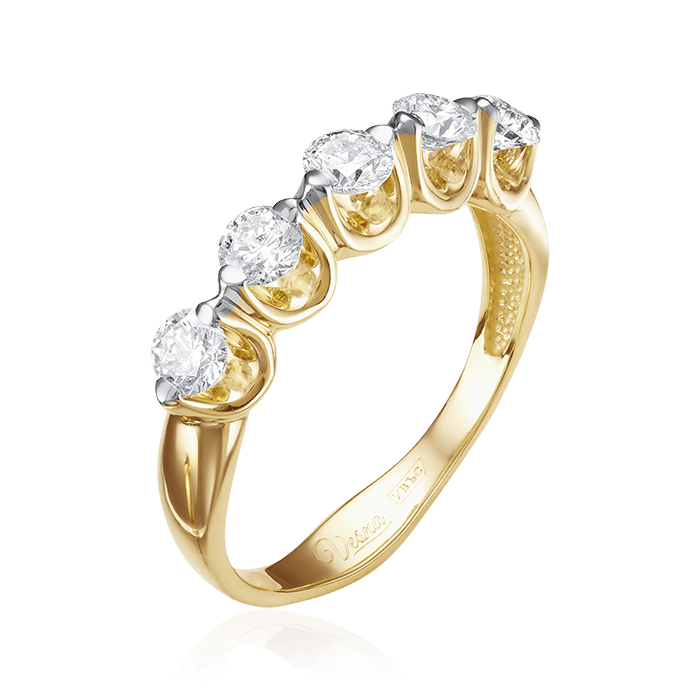Кольцо с бриллиантами из желтого золота 585, фото № 1