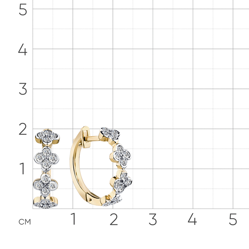 Серьги с бриллиантами из желтого золота 585 пробы, фото № 2