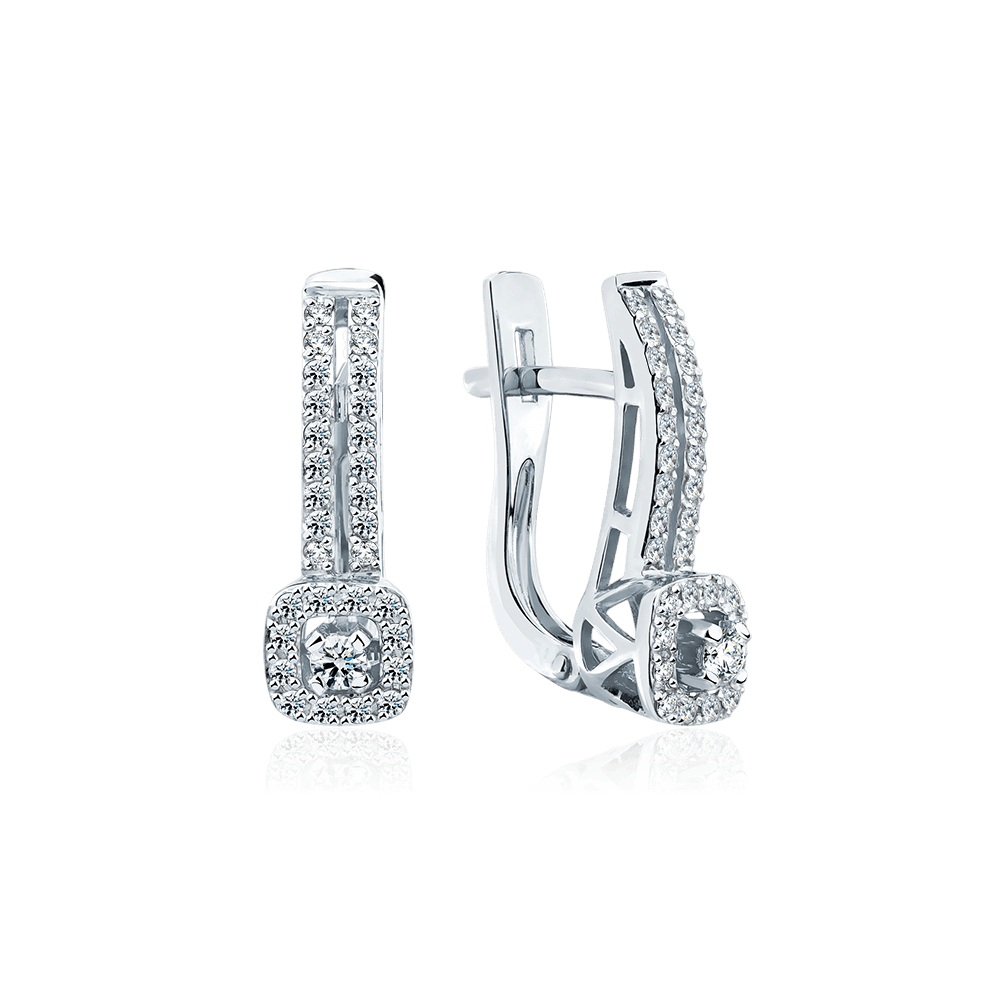 Серьги с бриллиантами из белого золота 585 пробы (арт. 126367)