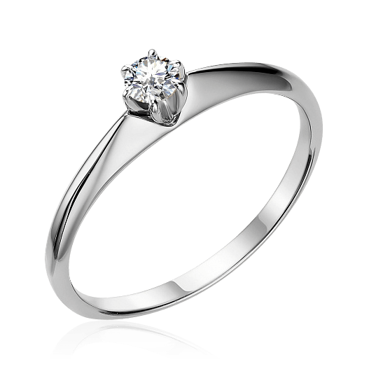 Кольцо с 1 бриллиантом из белого золота 585, фото № 1