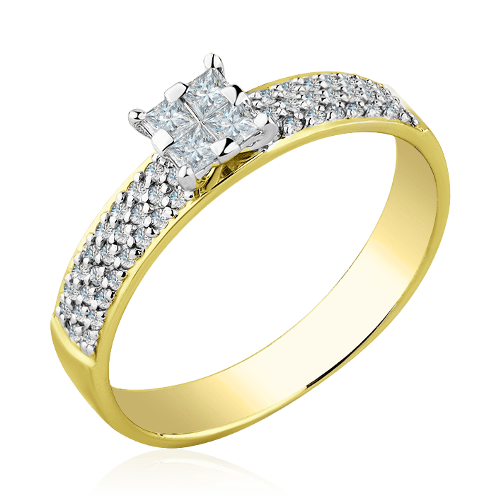 Кольцо с бриллиантами из комбинированного золота 585 пробы, фото № 1