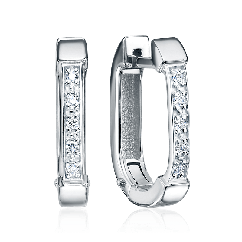 Серьги с бриллиантами из белого золота 585 пробы (арт. 125836)