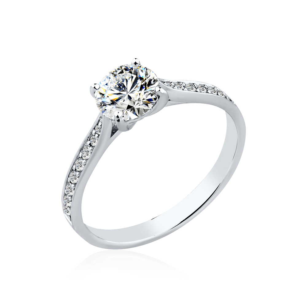 Кольцо с бриллиантами из белого золота 585 пробы, фото № 1