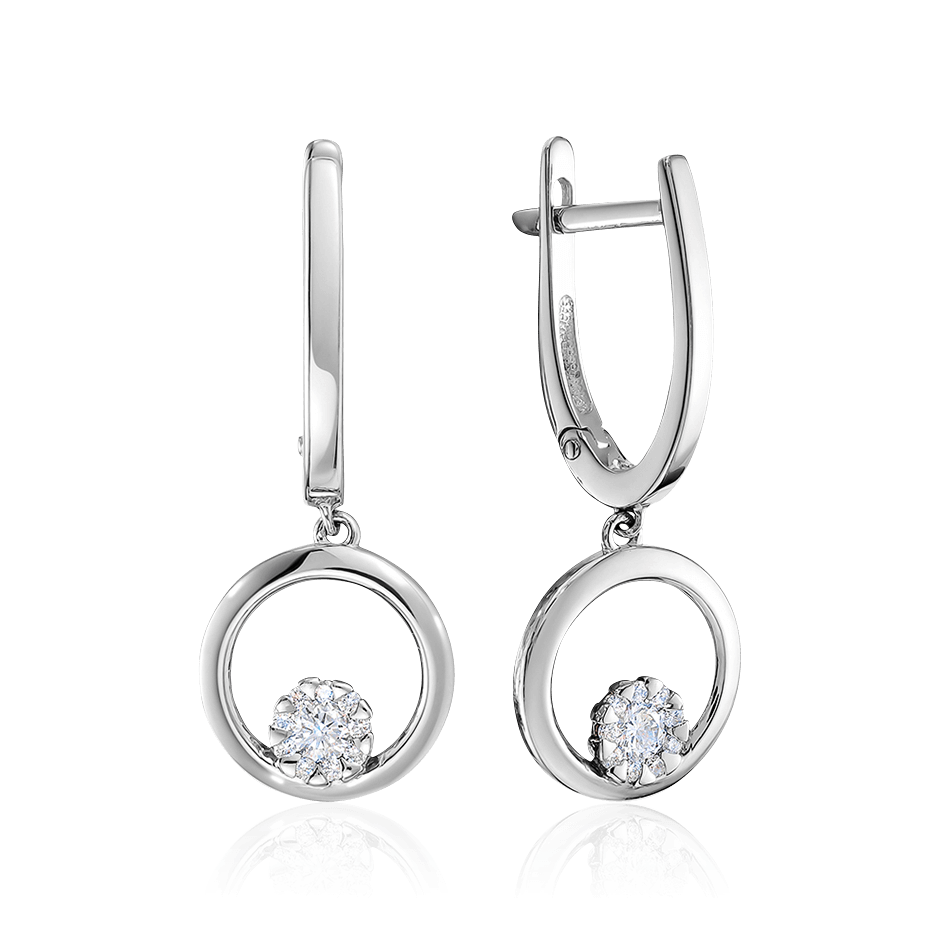 Серьги с бриллиантами из белого золота 585 пробы, фото № 1