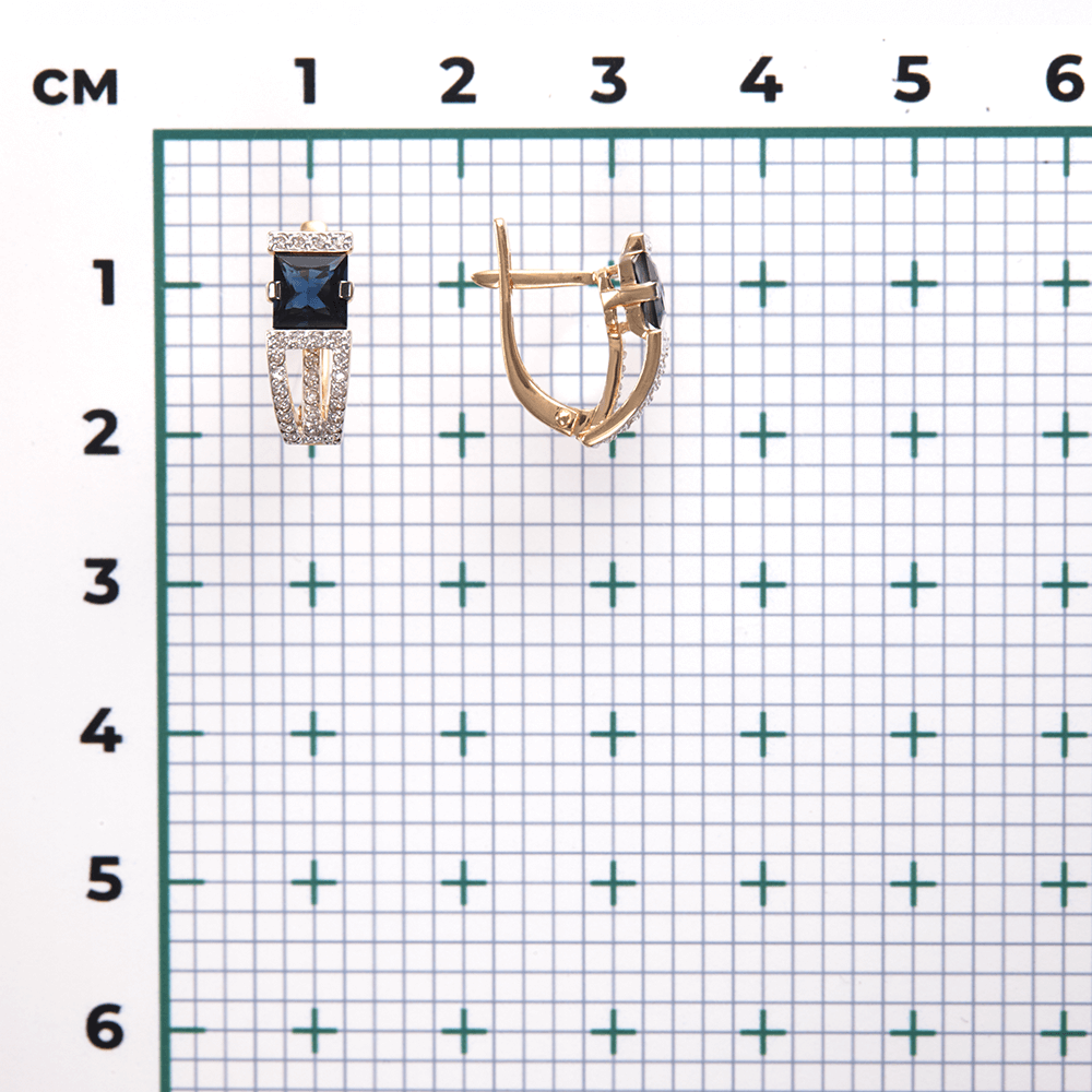 Серьги с сапфиром, бриллиантами из красного золота 585 пробы, фото № 3