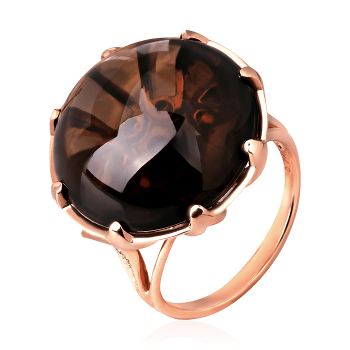 Кольцо с кварцем, бриллиантами из красного золота 585 пробы (арт. 75935)