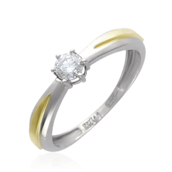 Помолвочное кольцо с бриллиантом Golden Light из комбинированного золота 750 пробы (арт. 10039)