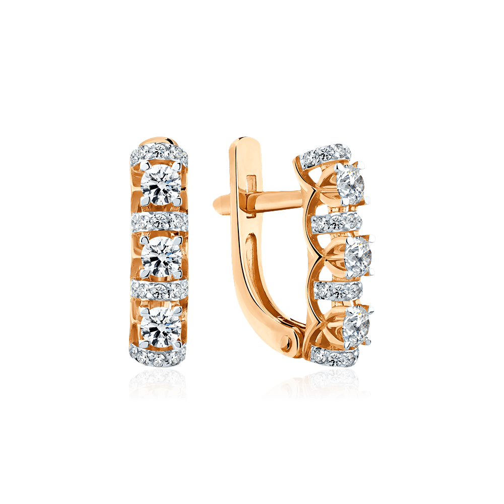 Серьги с бриллиантами из красного золота 585 пробы (арт. 123110)