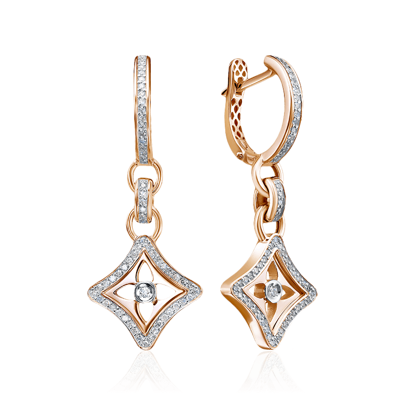 Серьги с бриллиантами из красного золота 585 пробы (арт. 118661)