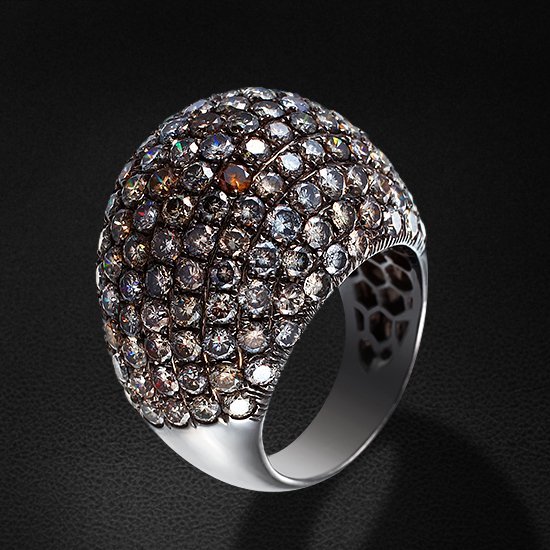 Кольцо с бриллиантами из черного золота 750, фото № 1