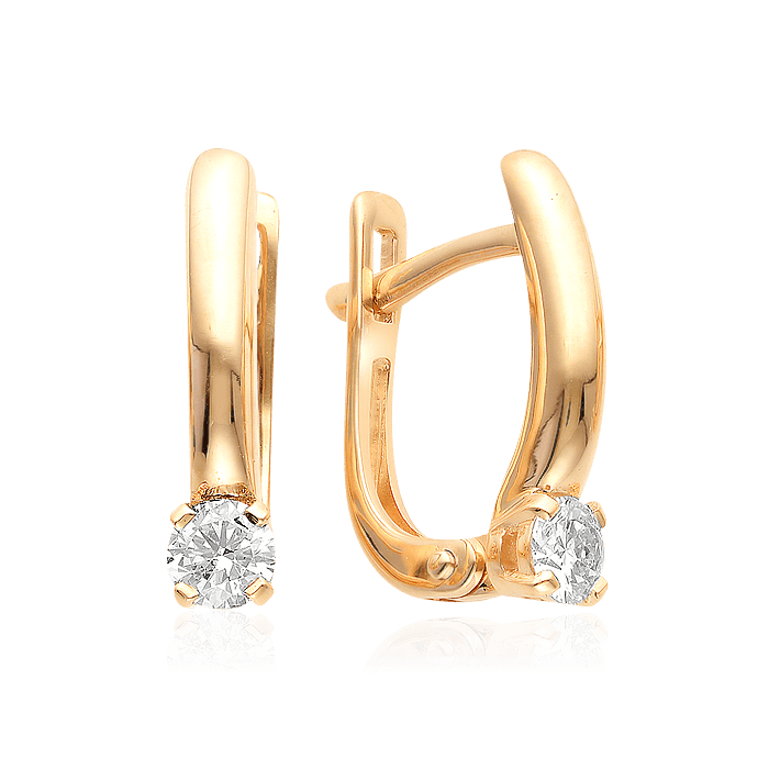 Серьги с бриллиантами из красного золота 585 пробы (арт. 33587)