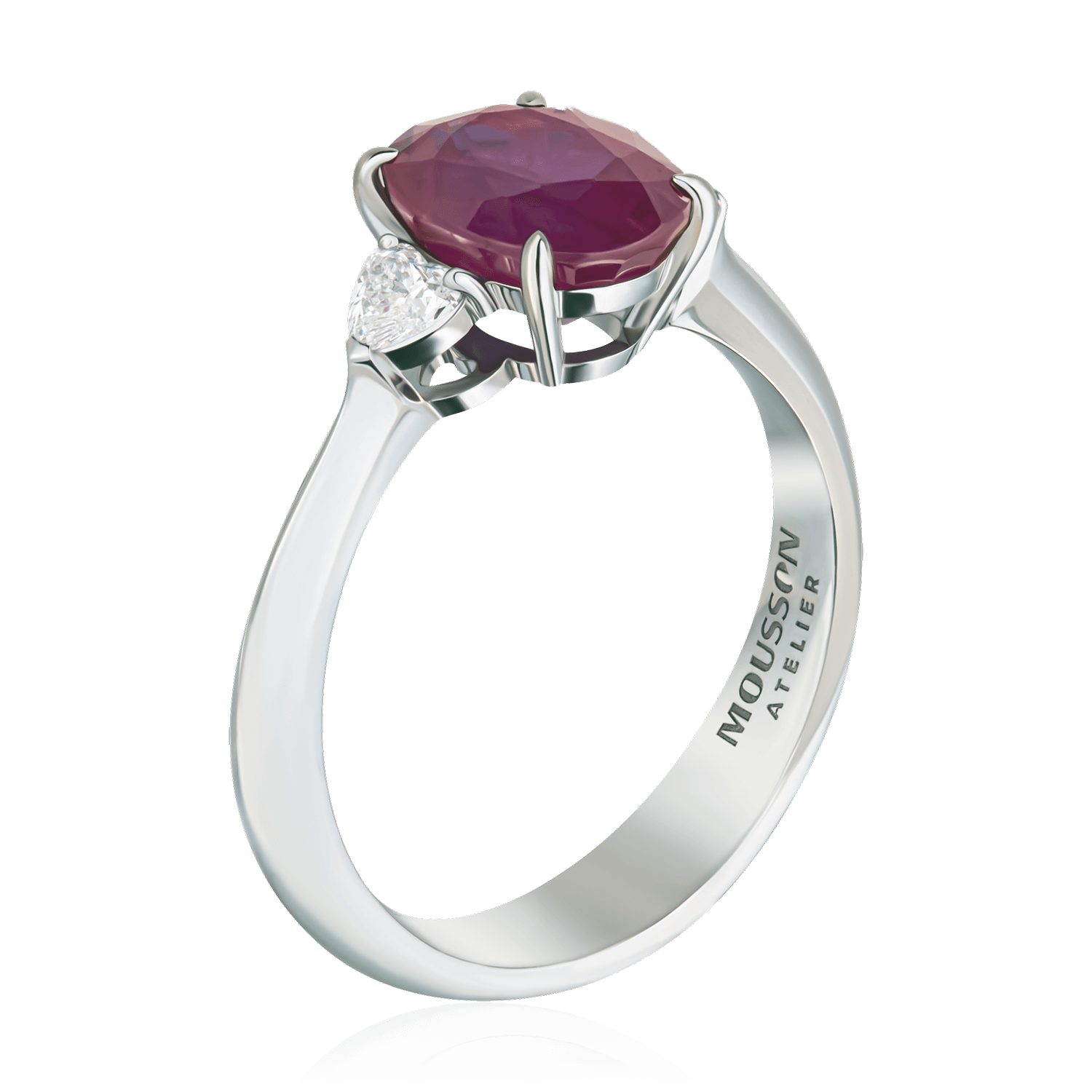 Кольцо с рубином, бриллиантами из белого золота 750 пробы, фото № 1