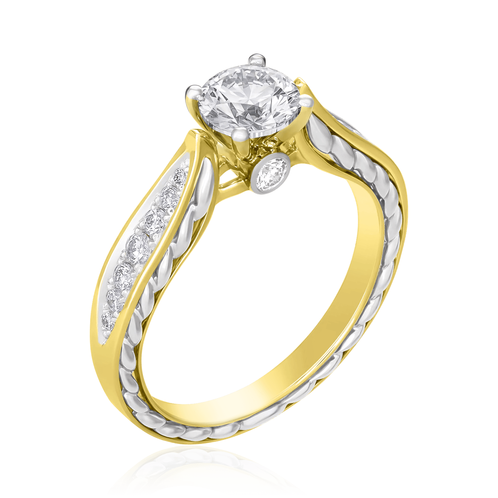 Кольцо с бриллиантами из желтого золота 585 (арт. 90810)
