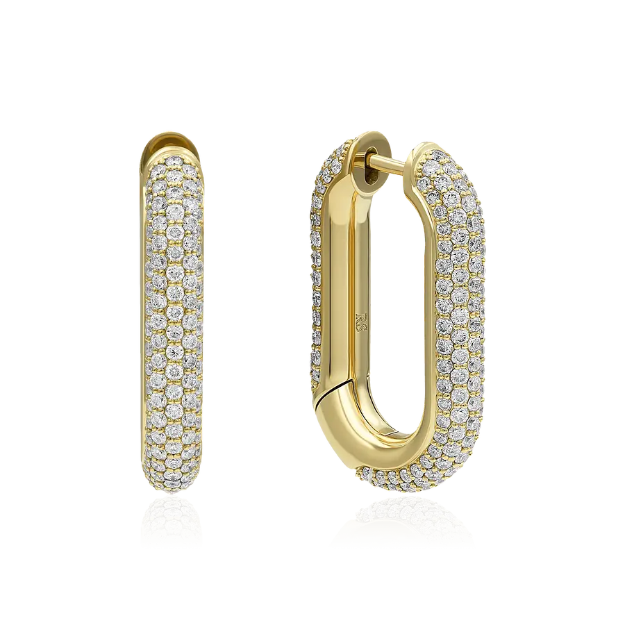 Серьги с бриллиантами из желтого золота 750 пробы, фото № 1
