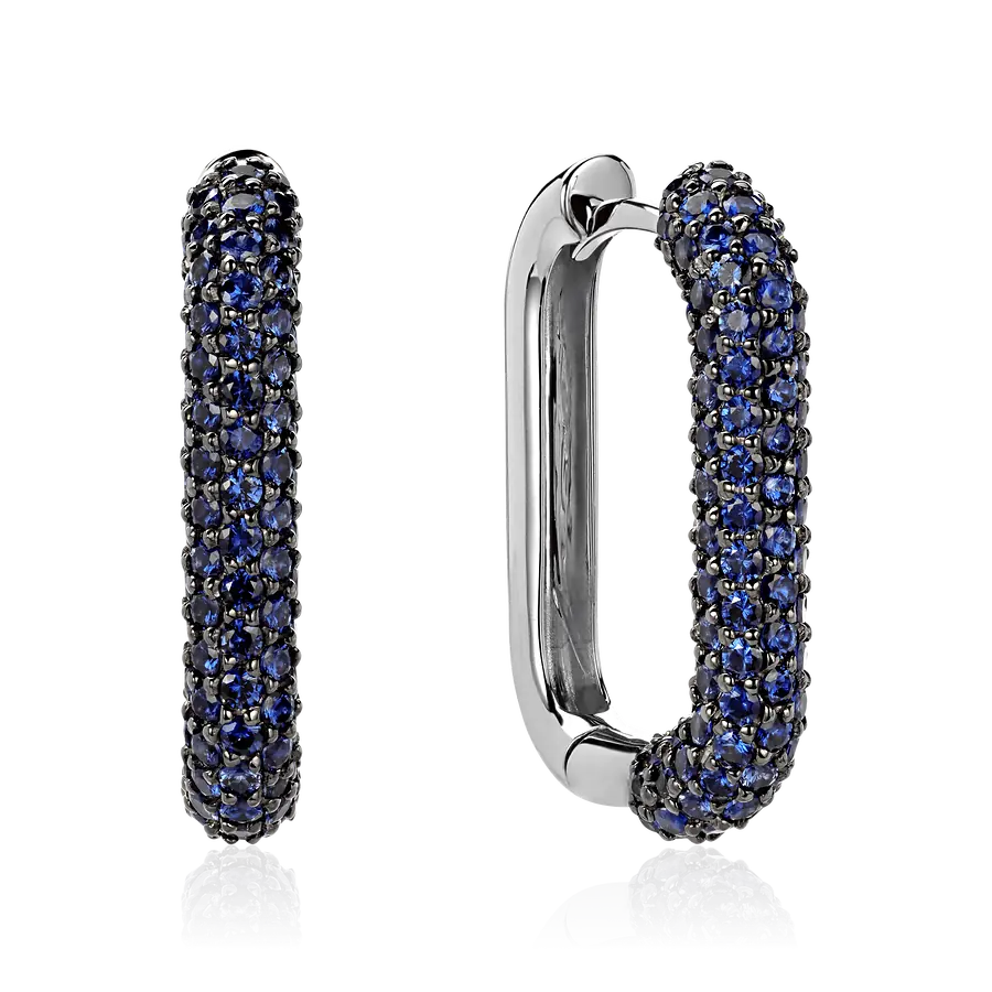 Серьги с сапфиром из белого золота 585 пробы, фото № 1