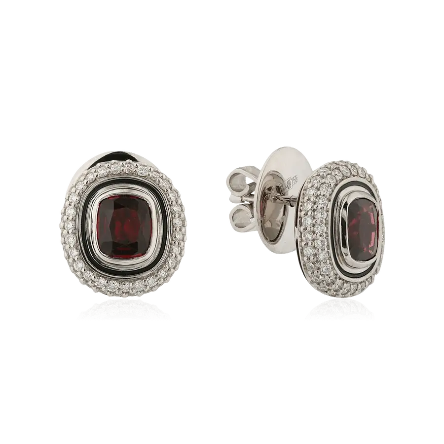 Серьги с бриллиантами, шпинелью из белого золота 750 пробы, фото № 1