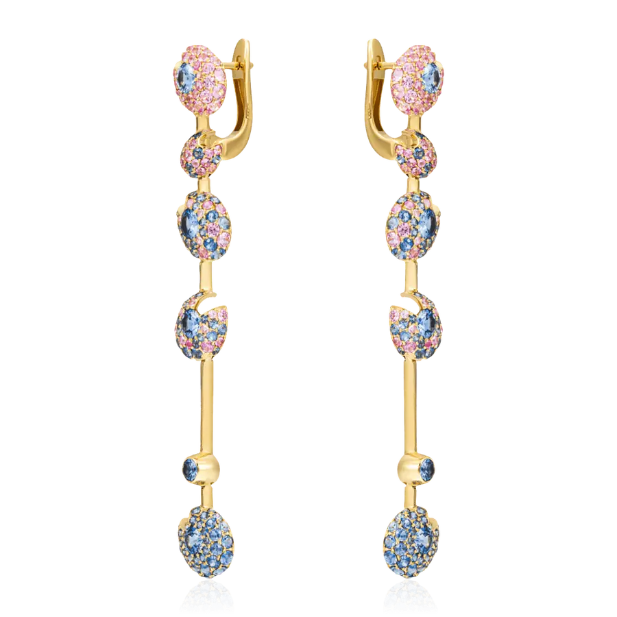 Серьги с сапфиром из желтого золота 750 пробы, фото № 1