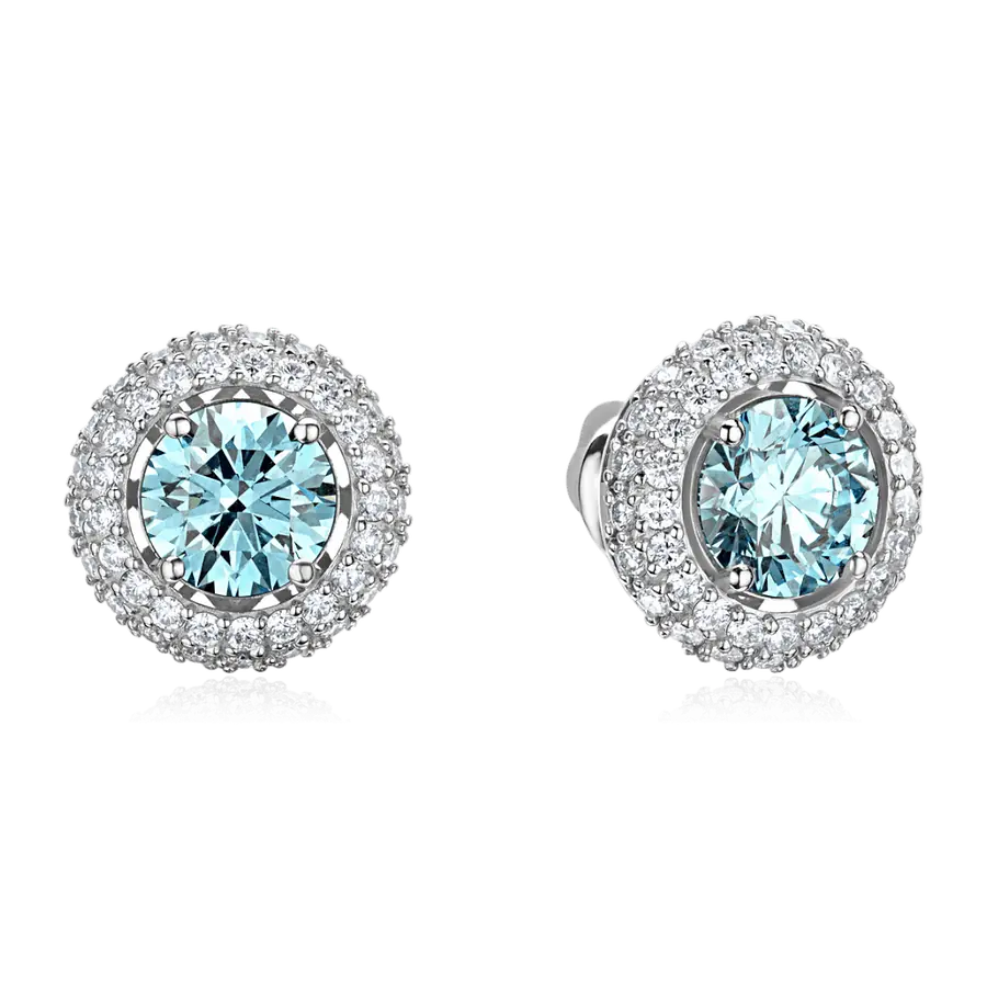 Серьги с лабораторными бриллиантами из белого золота 585 пробы, фото № 1