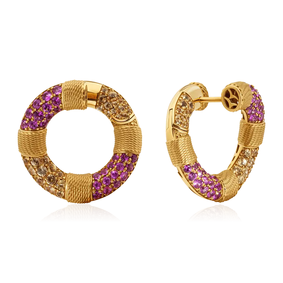 Серьги с сапфиром из желтого золота 750 пробы, фото № 1