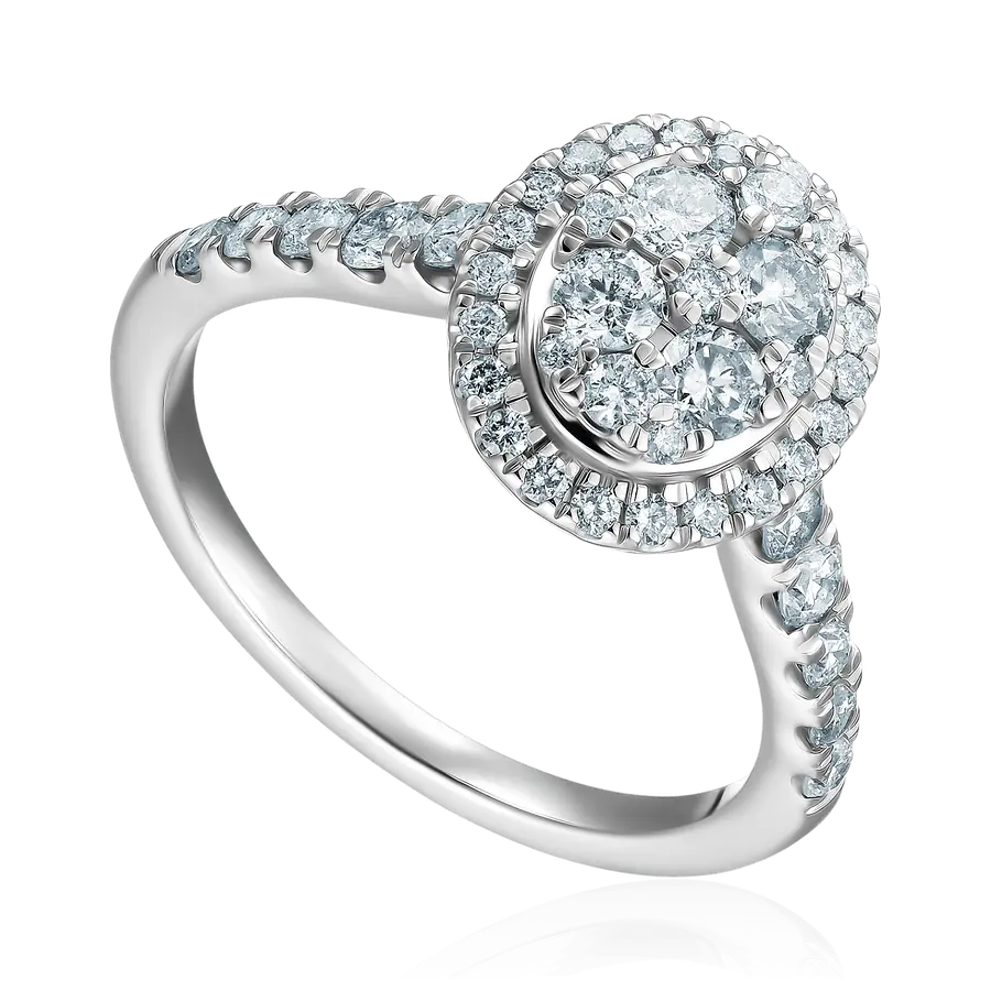 Кольцо с бриллиантами из белого золота 585 пробы, фото № 1