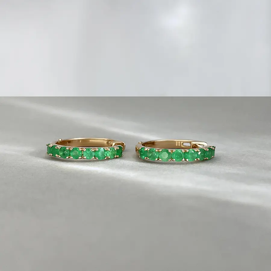 Серьги с изумрудом из красного золота 585 пробы, фото № 3