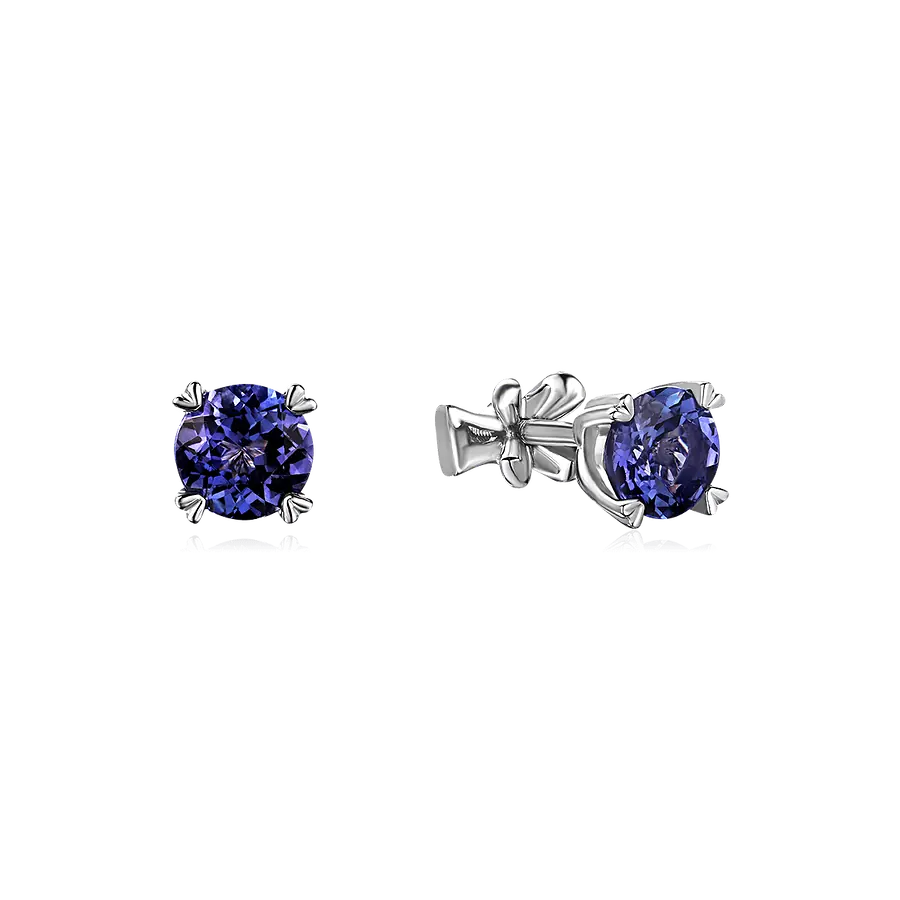 Серьги с шпинелью из белого золота 585 пробы, фото № 1