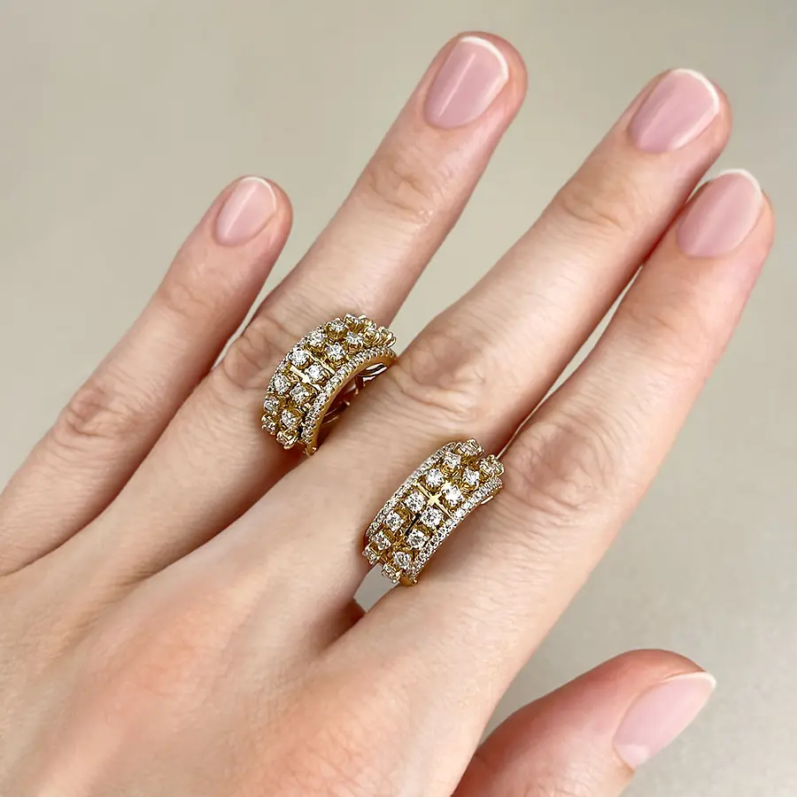 Серьги с бриллиантами из желтого золота 585 пробы, фото № 5