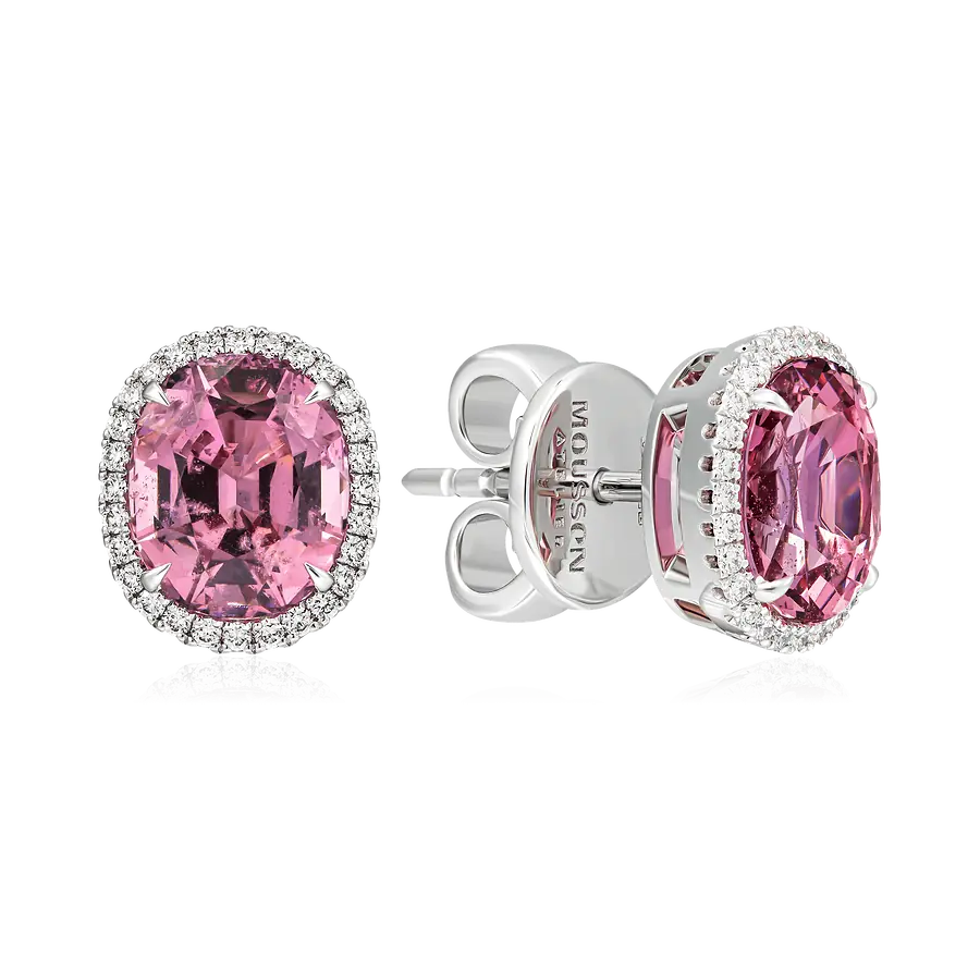 Серьги с бриллиантами, шпинелью из белого золота 750 пробы, фото № 1